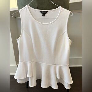 Thalia Sodi Textured White Ruffle Tank Blouse Large